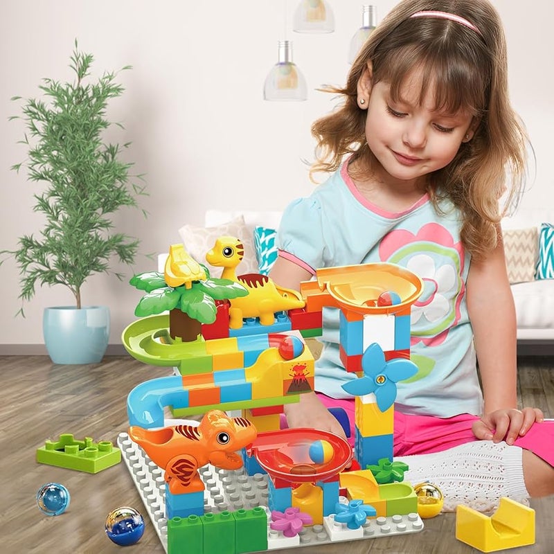 68 قطعة من مكعبات بناء مسار انزلاق الديناصور لغز المتاهة لعبة مونتيسوري التعليمية STEM هدية للأطفال من عمر 3 سنوات فما فوق - Image 5